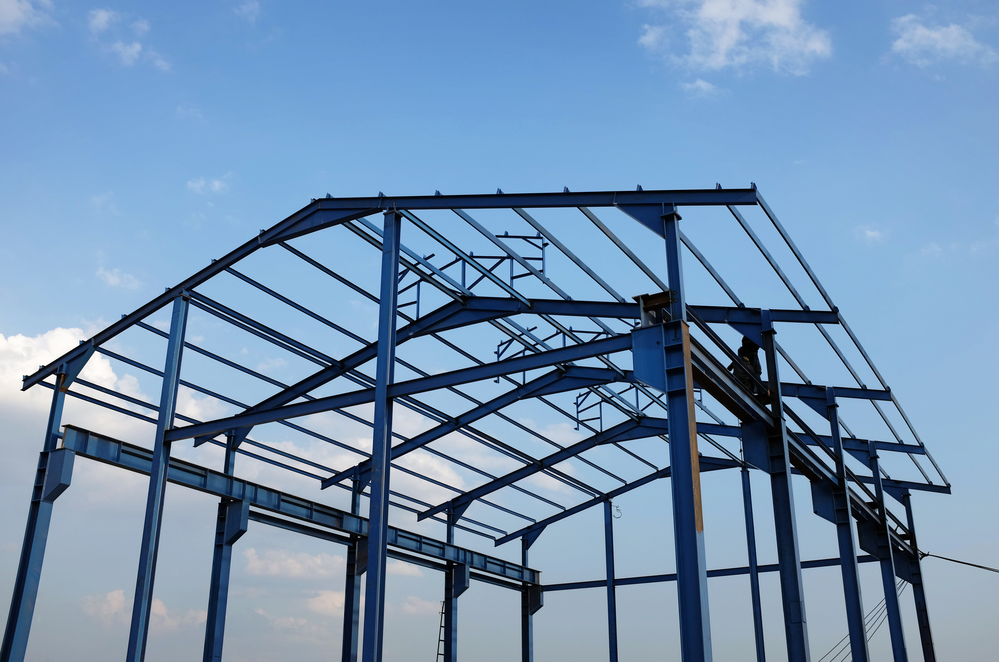 Steel frame of a new industrial building