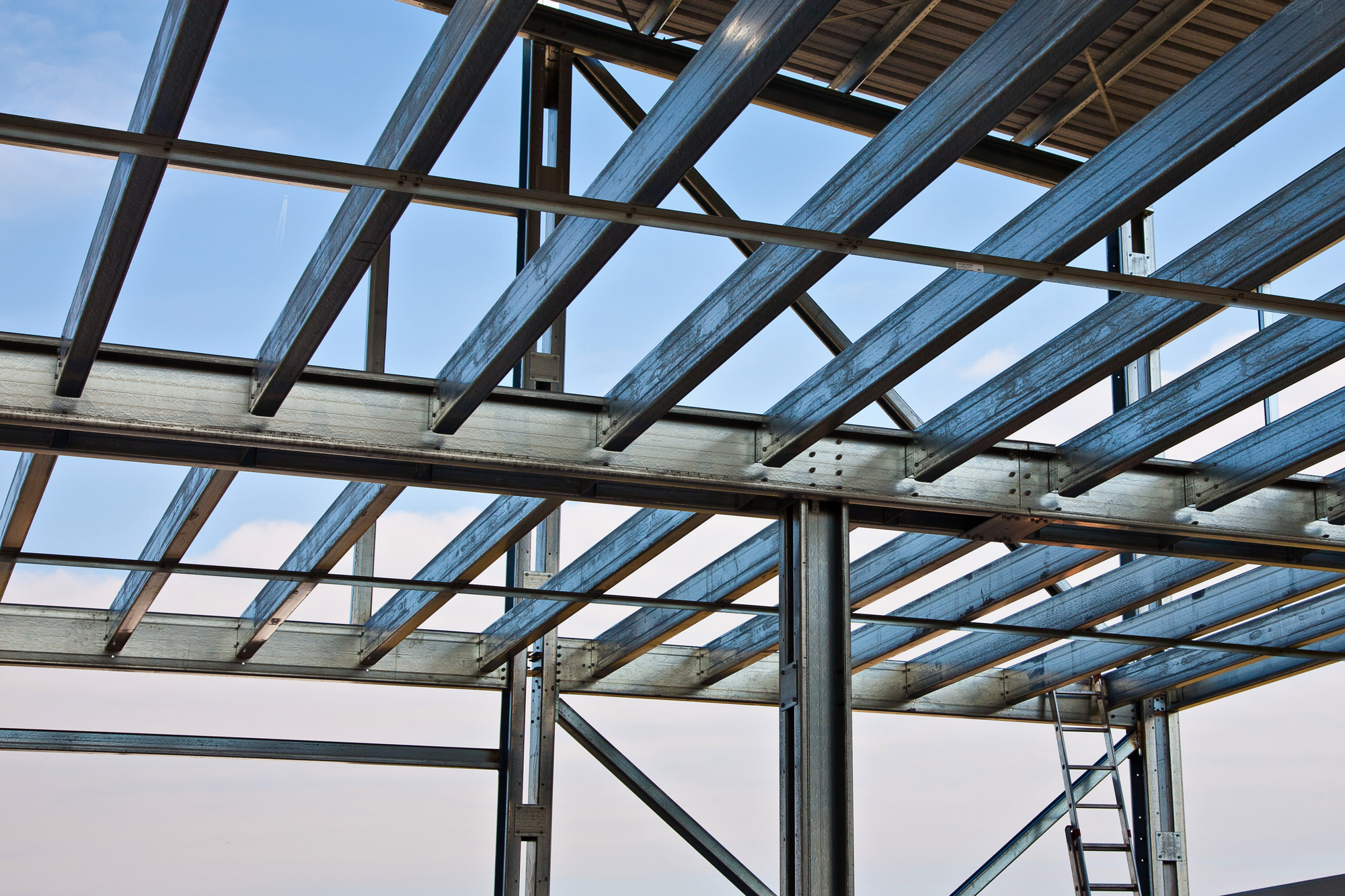 Mezzanine comprised of steel girders