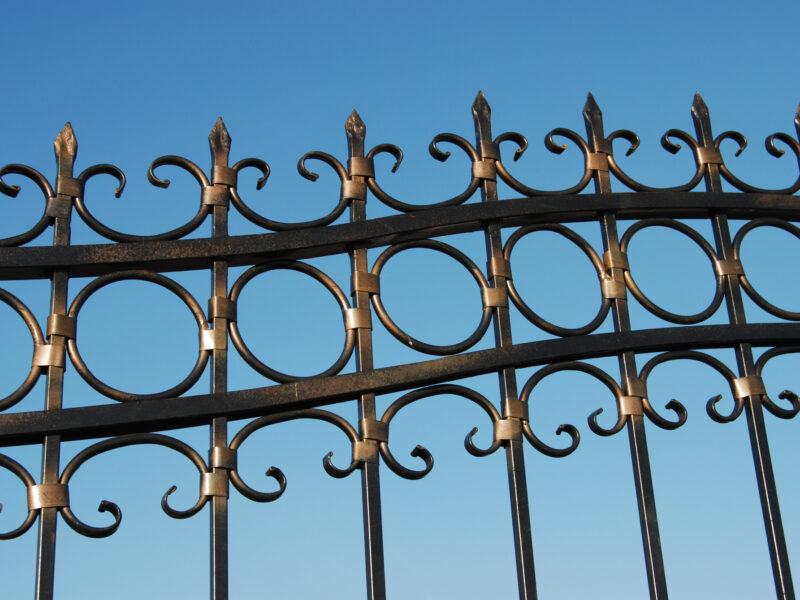 Metal fence decorative metal gate