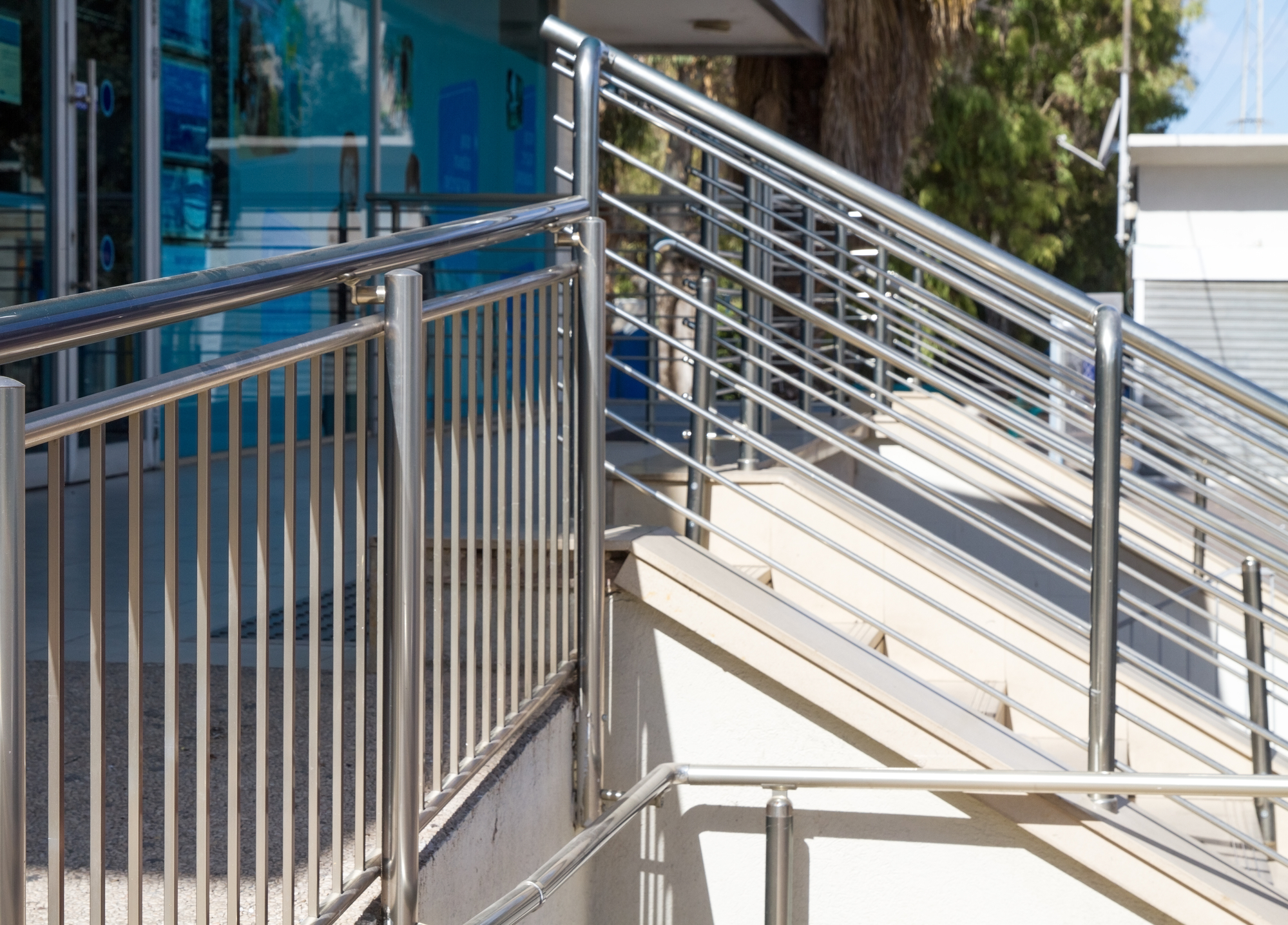 stainless steel railings on stairs