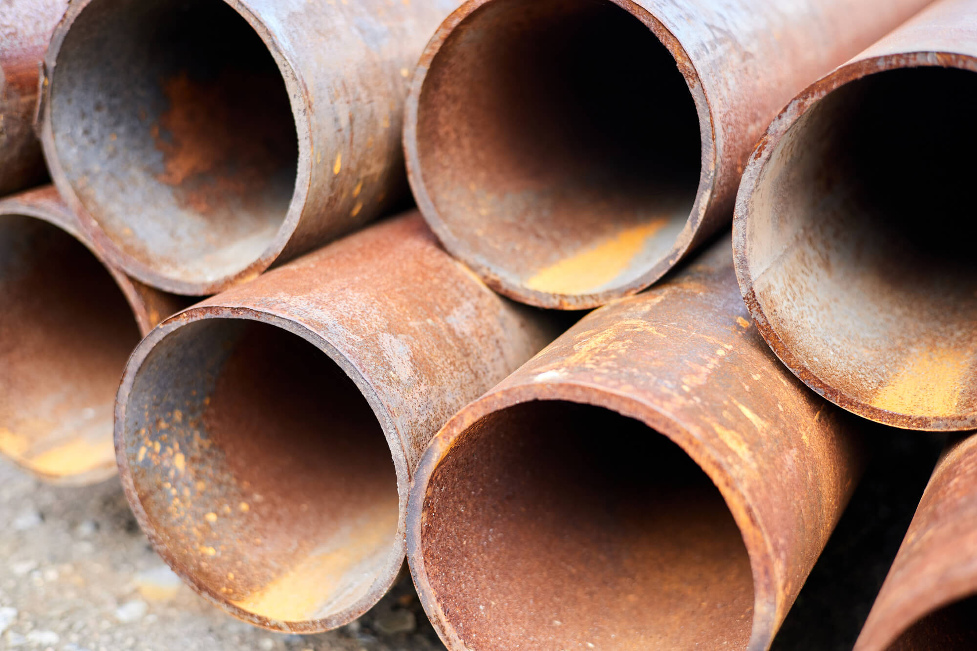 Corroded steel pipes